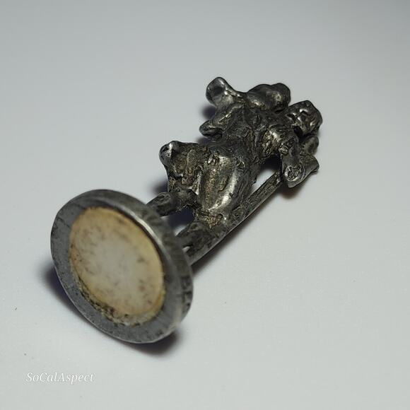 Miniature St. Christopher Religious Sculpture pewter Quebec 1 7/8" Antique - Picture 5 of 6